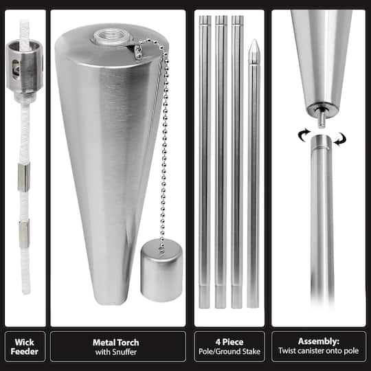 Sorbus 60" Matney Cone Stainless Steel Outdoor Torches , 2ct.